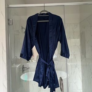 Elegant Navy Women's Satin Robe